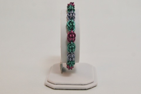 *Sweetpea Bracelet in Green, Mauve, and Gunmetal Anodized Aluminum